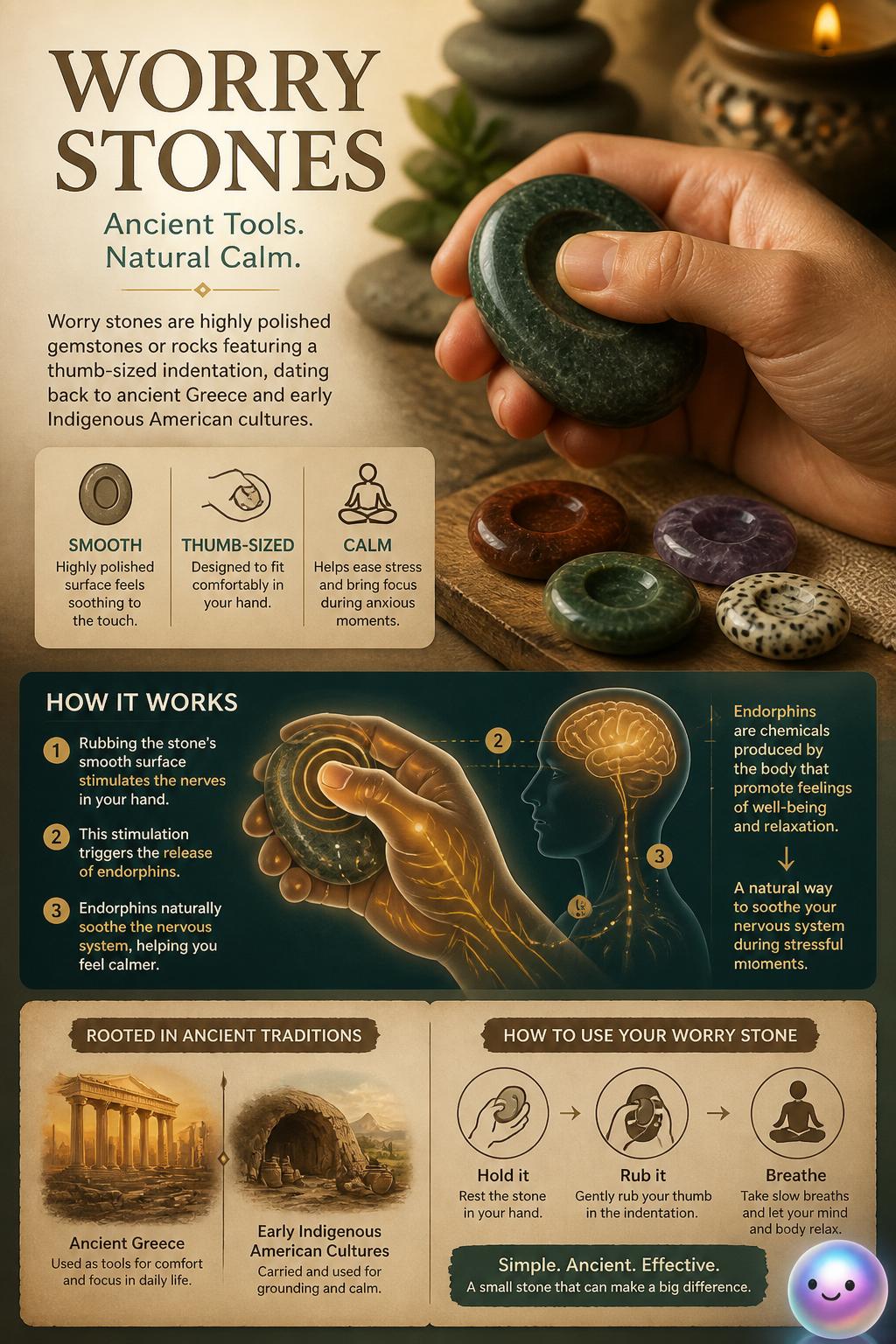 Smooth surfaces of ancient worry stones