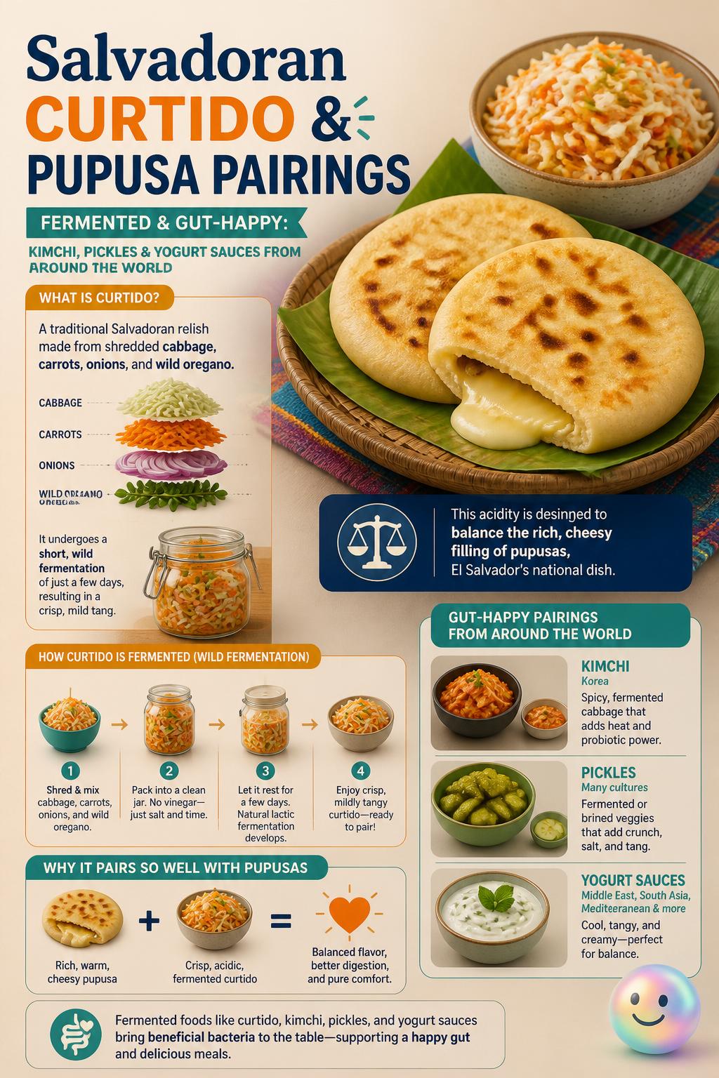 Salvadoran curtido and pupusa pairings