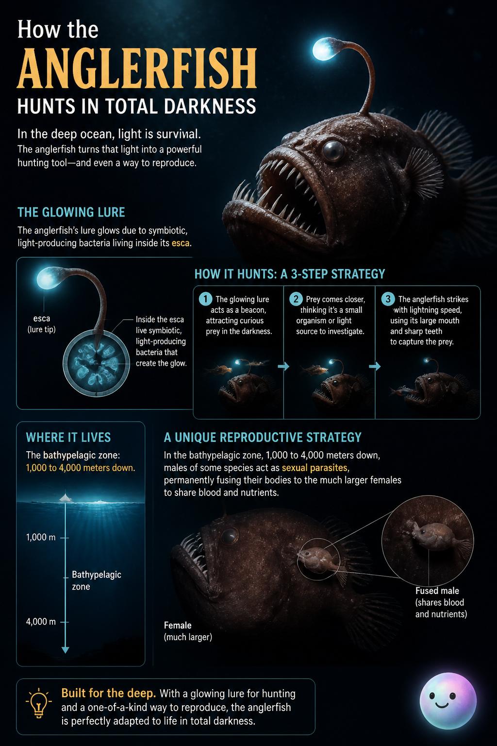 How the anglerfish hunts in total darkness