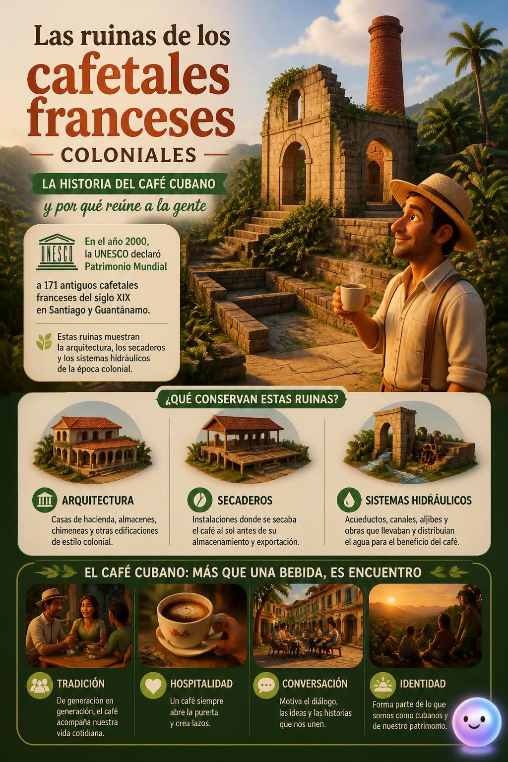 Las ruinas de los cafetales franceses coloniales