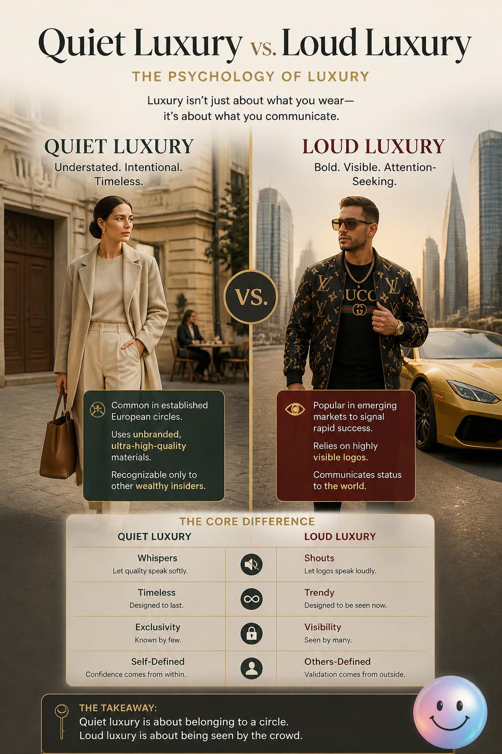 Quiet luxury versus loud luxury
