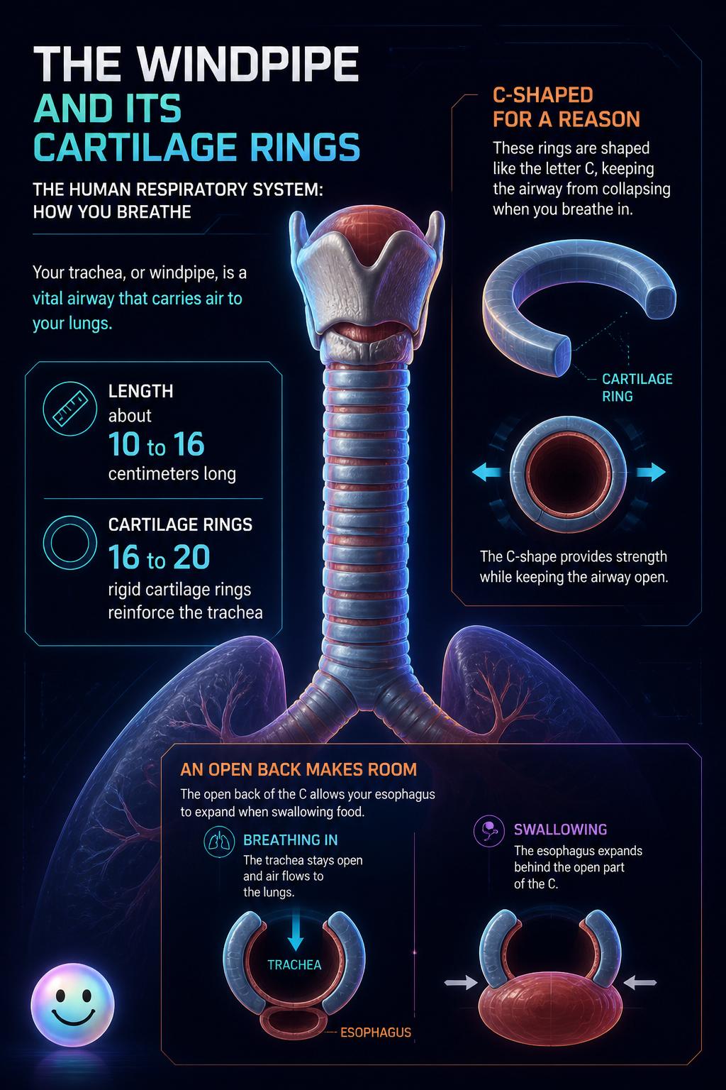 The windpipe and its cartilage rings