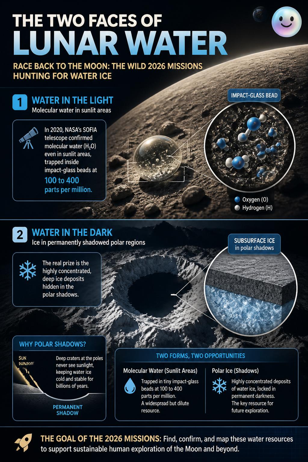 The two faces of lunar water