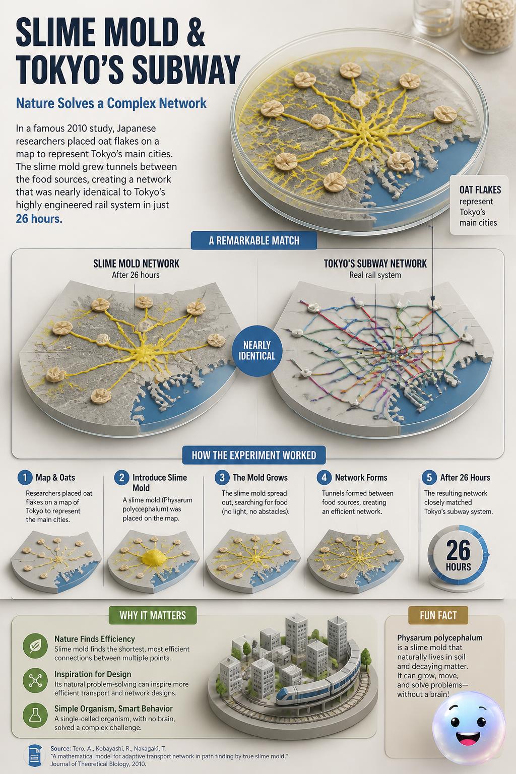 Slime mold and Tokyo's subway layout