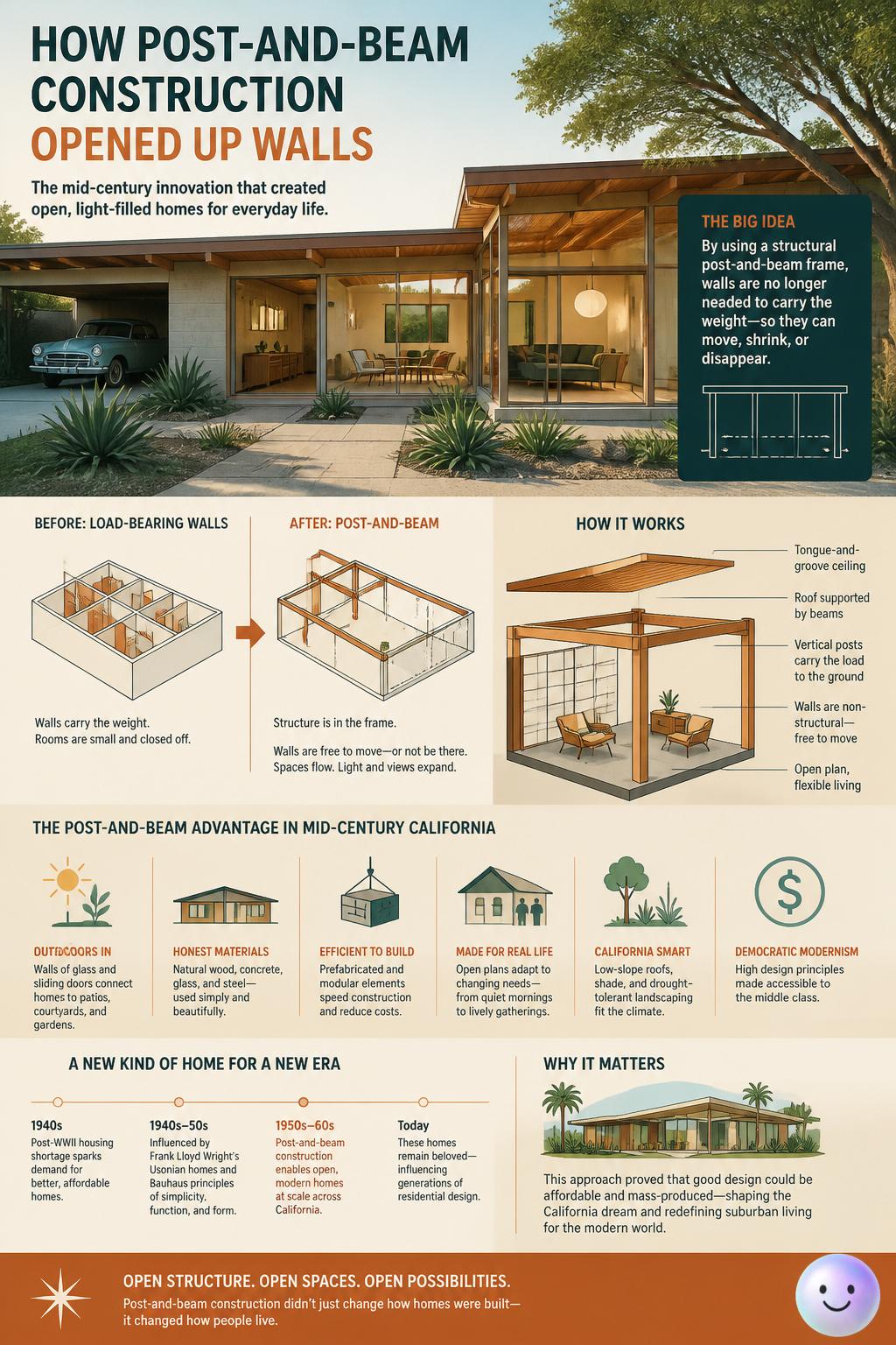 How post-and-beam construction opened up walls
