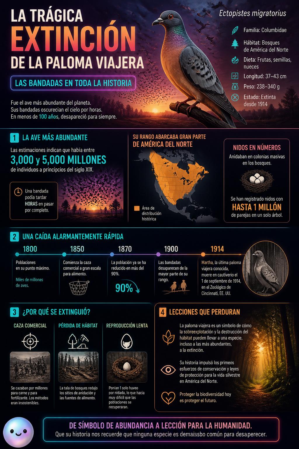 La trágica extinción de la paloma viajera