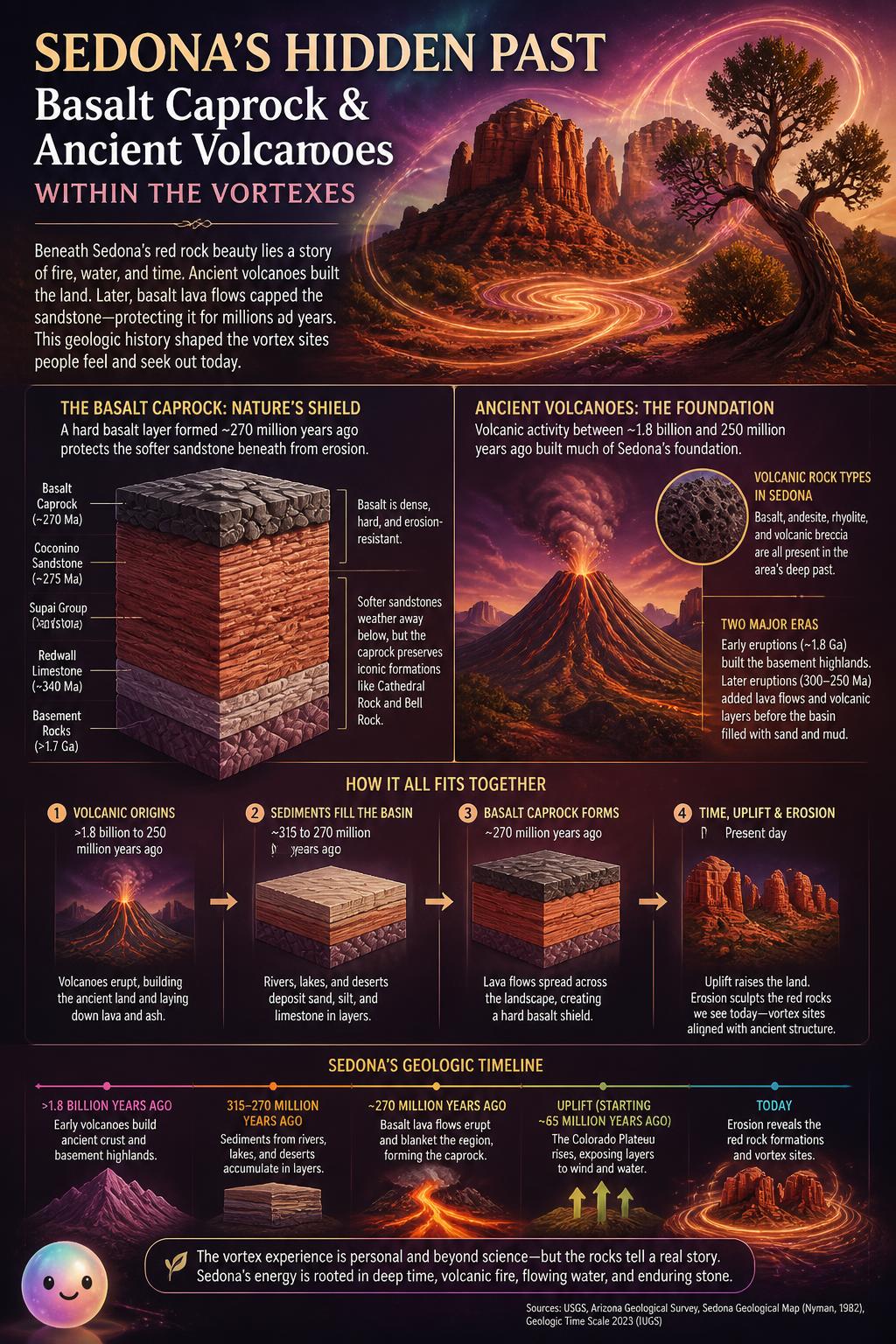 Basalt caprock and ancient volcanoes