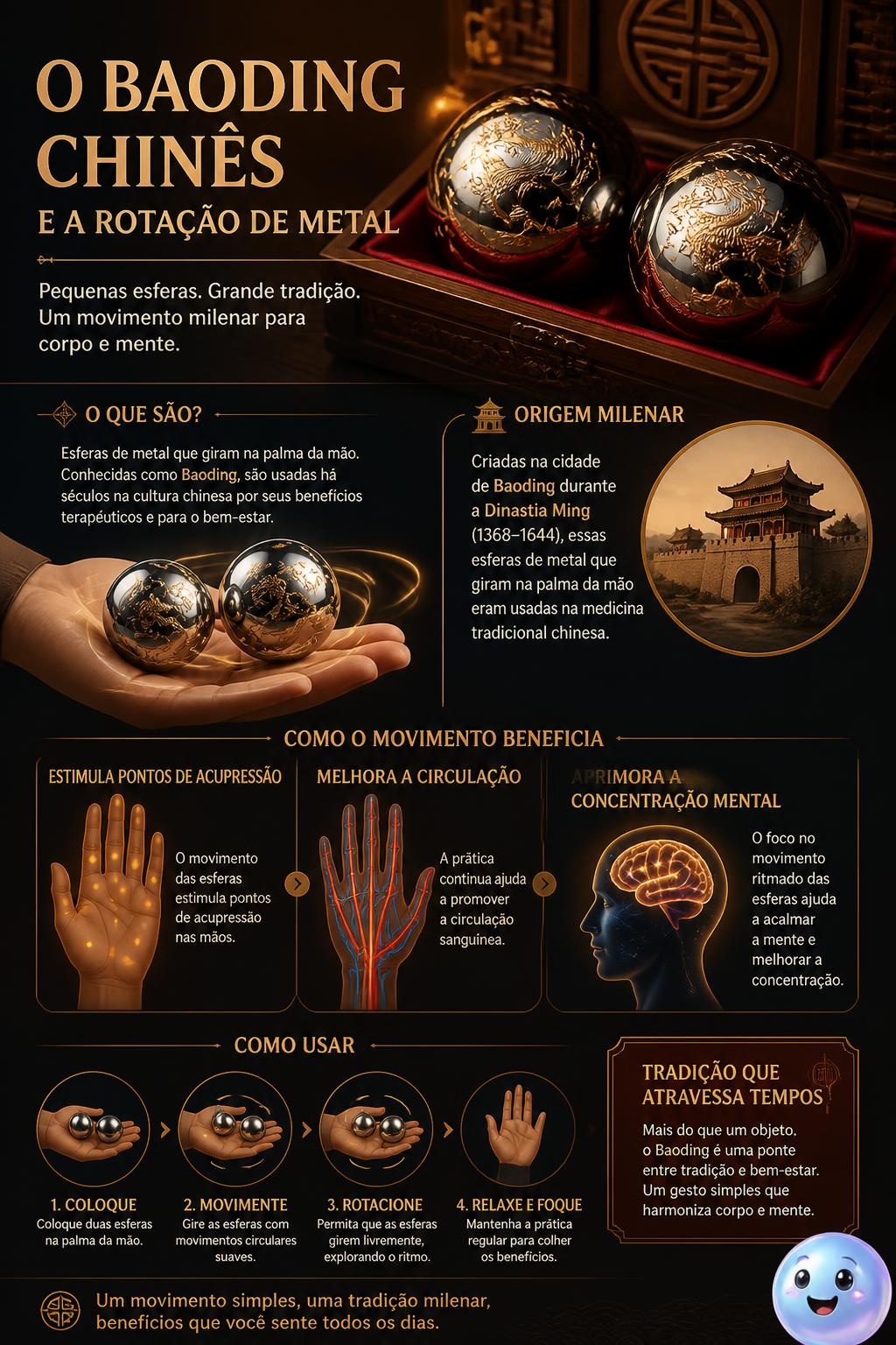 O baoding chinês e a rotação de metal