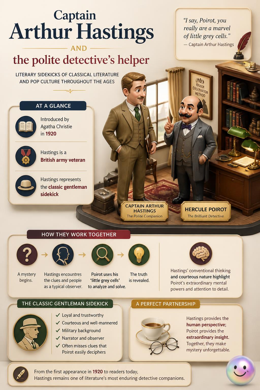 Captain Arthur Hastings and the polite detective's helper