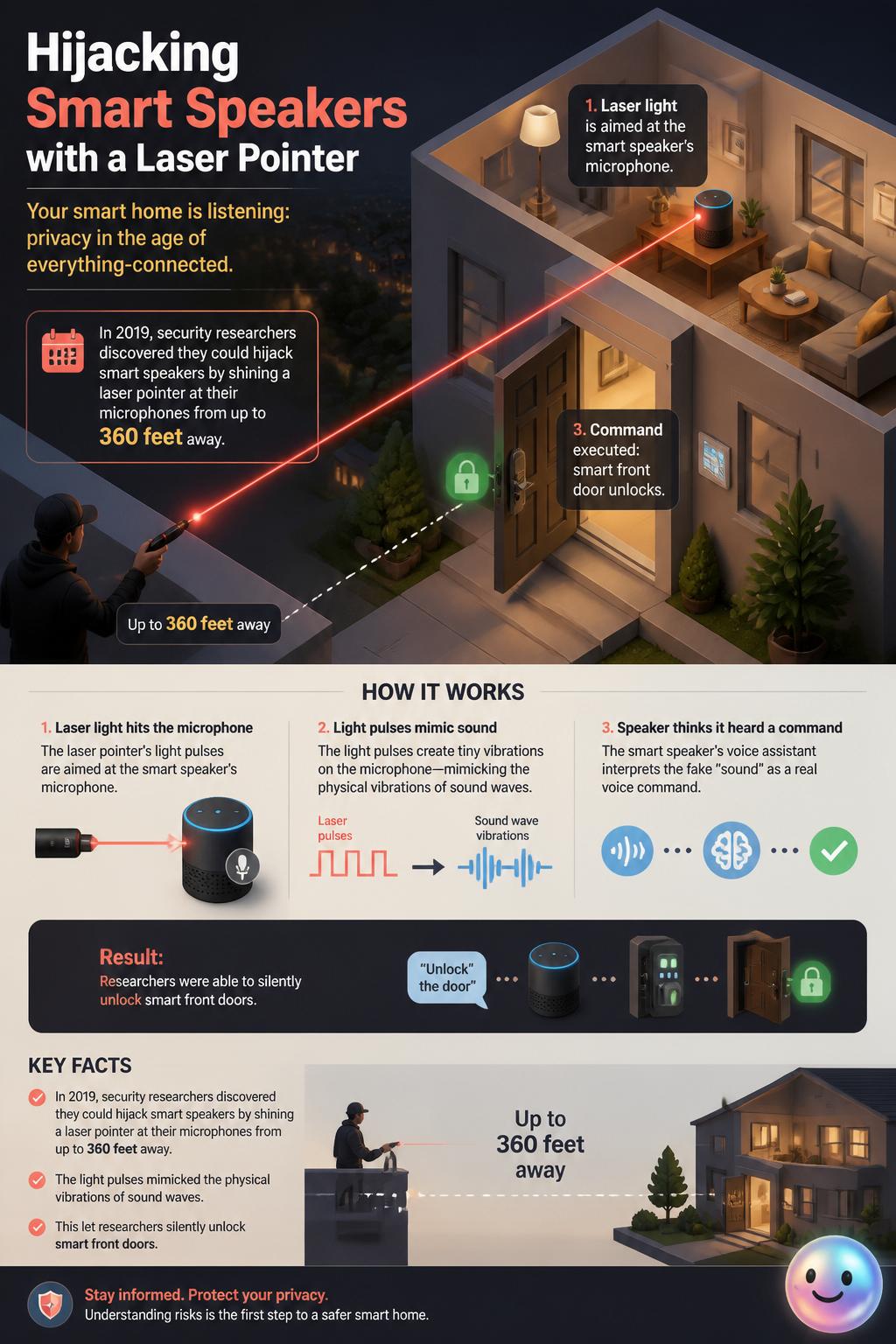 Hijacking smart speakers with a laser pointer