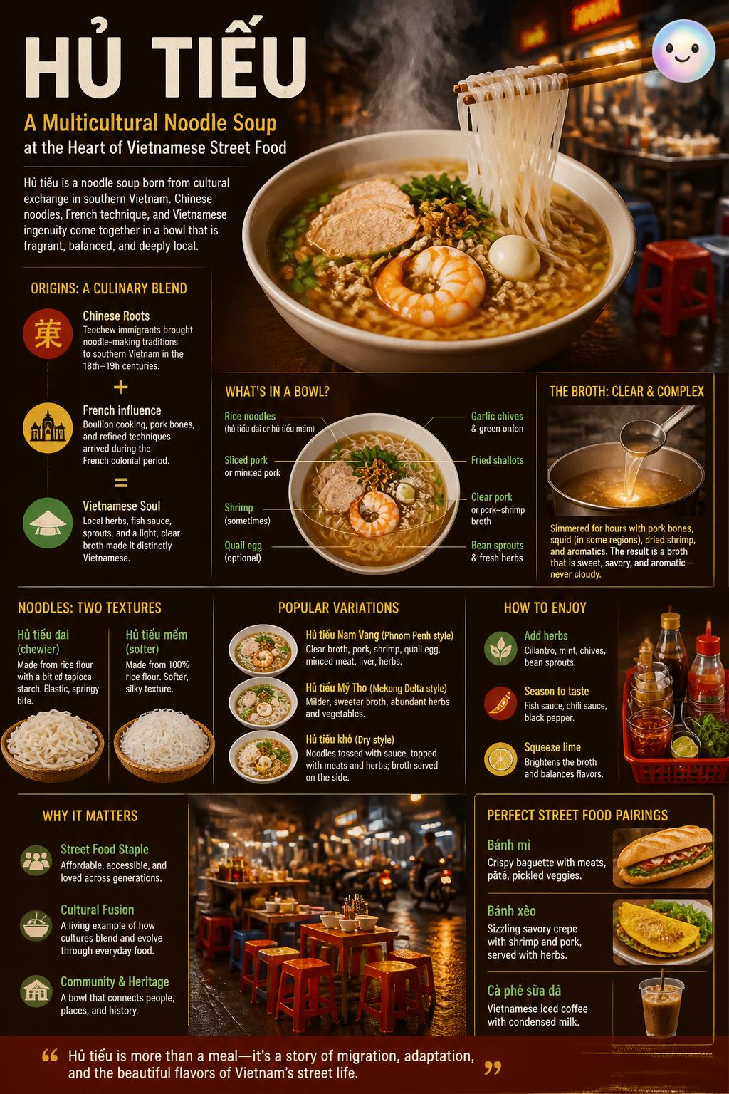 Hu tieu multicultural noodle soup