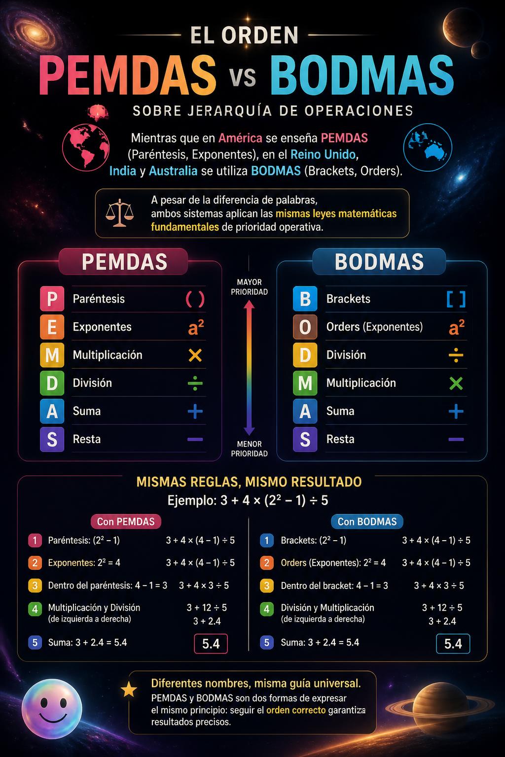 El orden PEMDAS contra BODMAS