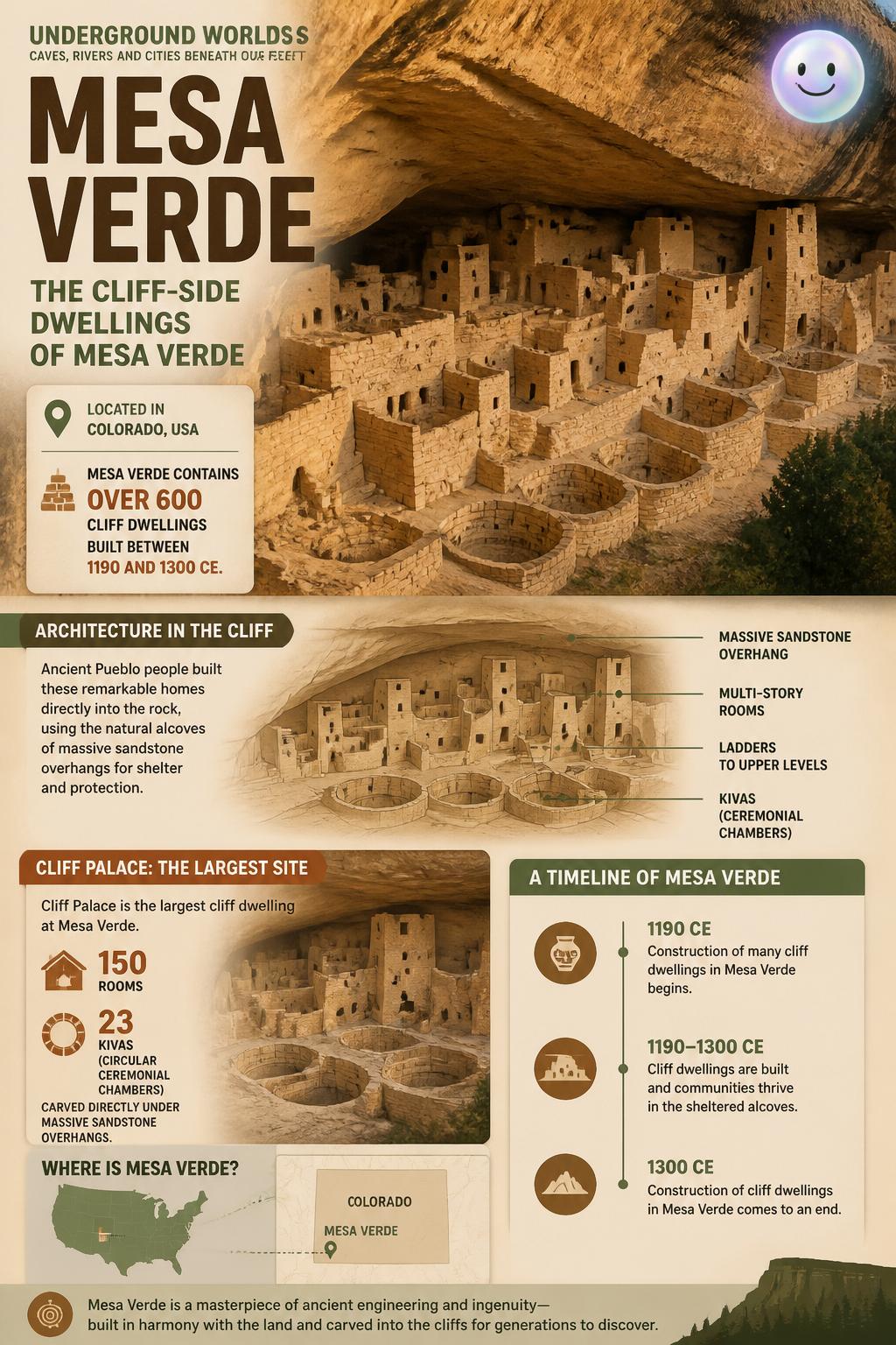 The cliff-side dwellings of Mesa Verde