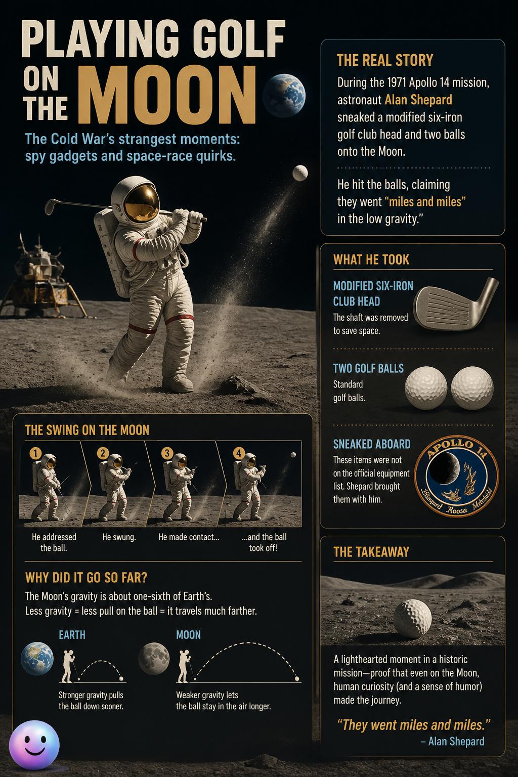 Playing golf on the dusty Moon