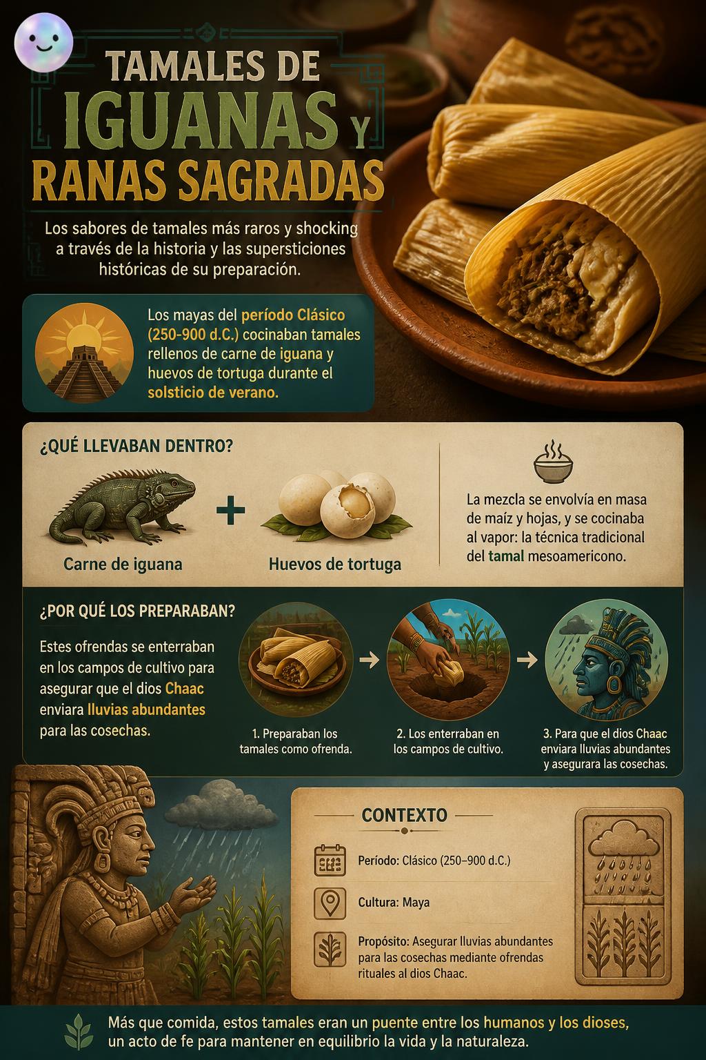 Tamales de iguanas y ranas sagradas