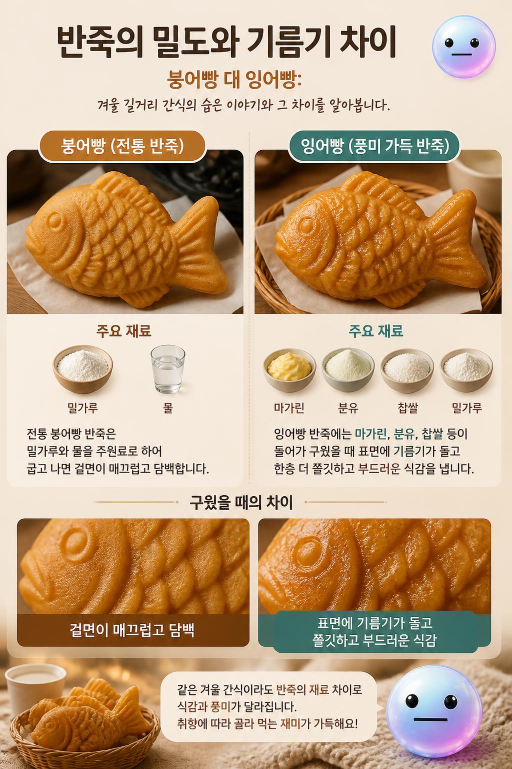 반죽의 밀도와 기름기 차이