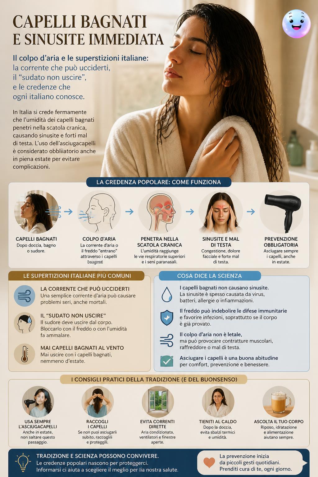 I capelli bagnati e la sinusite immediata