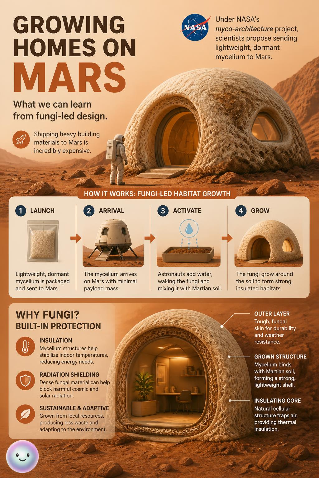 Growing homes on Mars
