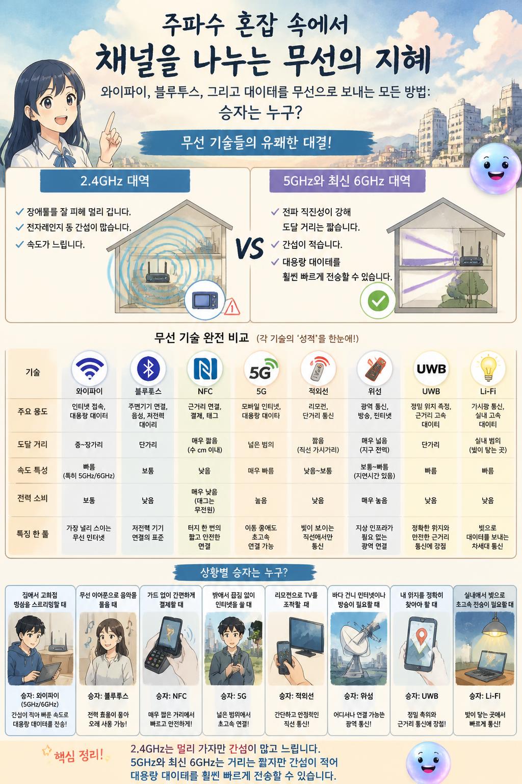 주파수 혼잡 속에서 채널을 나누는 무선의 지혜