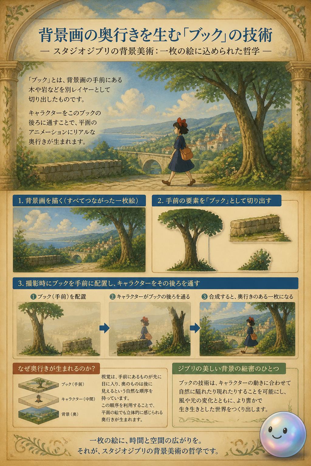 背景画の奥行きを生む「ブック」の技術