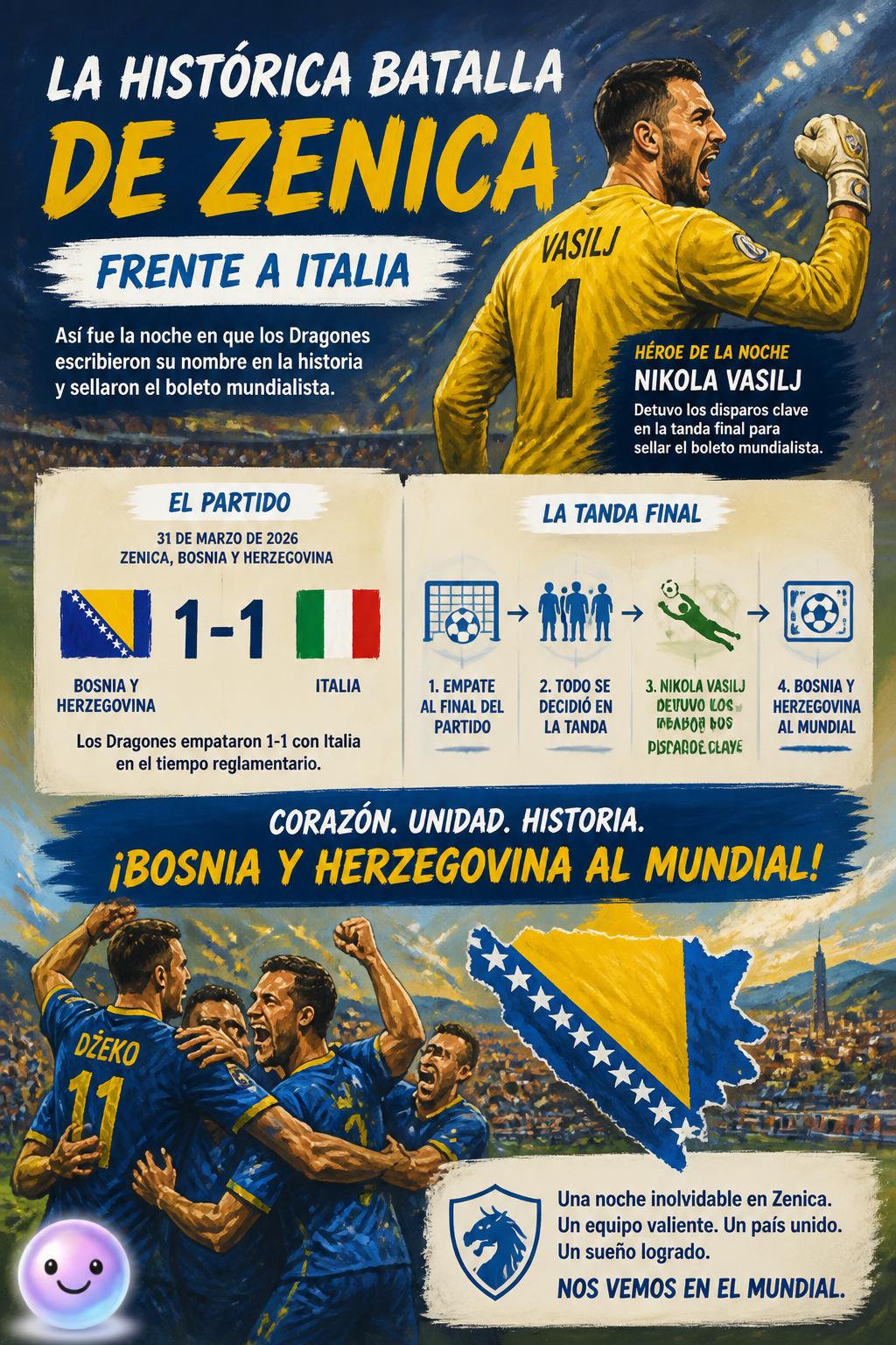 La histórica batalla de Zenica frente a Italia