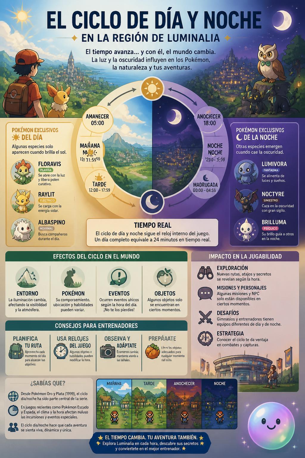El ciclo de día y noche en Johto