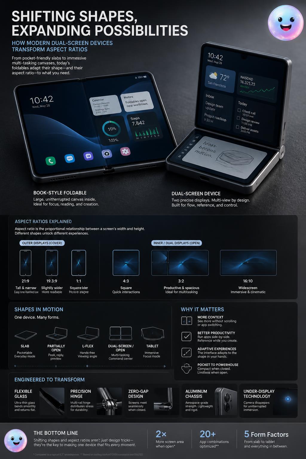 Shifting shapes and aspect ratios