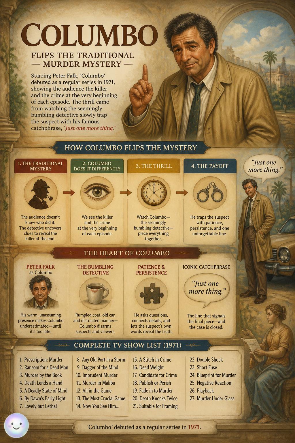 Columbo flips the traditional murder mystery