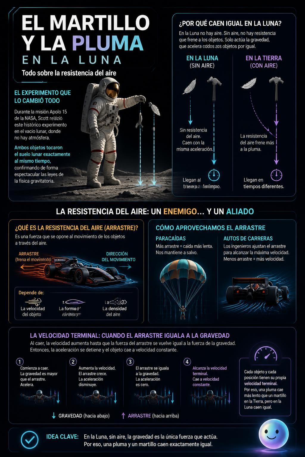 El martillo y la pluma en la Luna