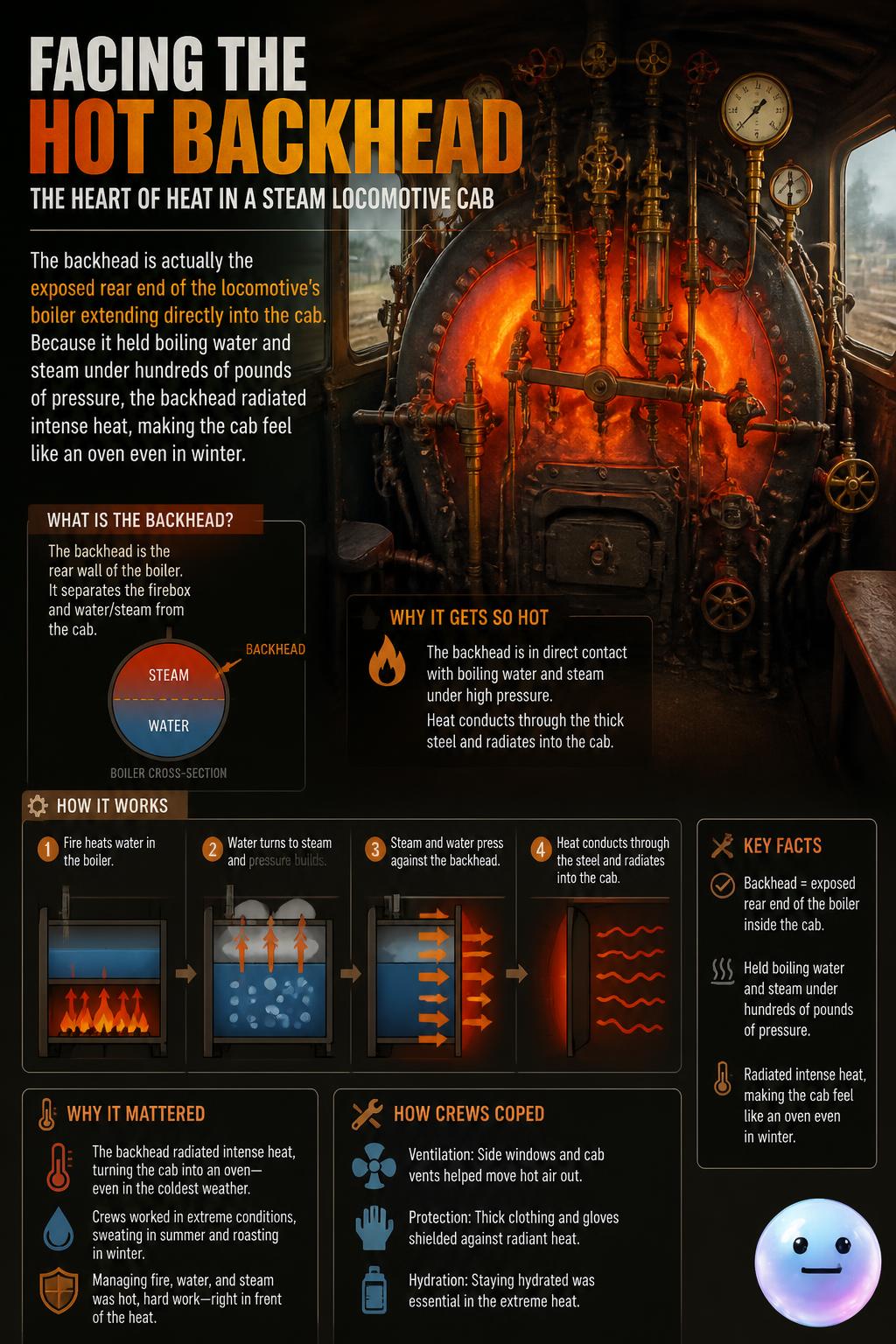 Steam Locomotive Backhead Control Wall Diagram