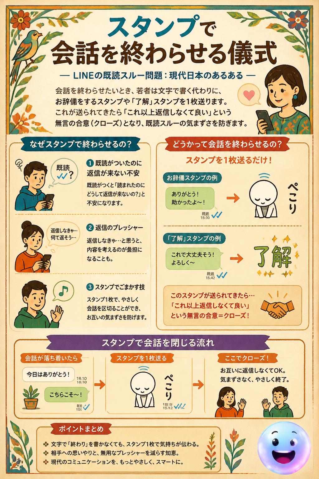 スタンプで会話を終わらせる儀式