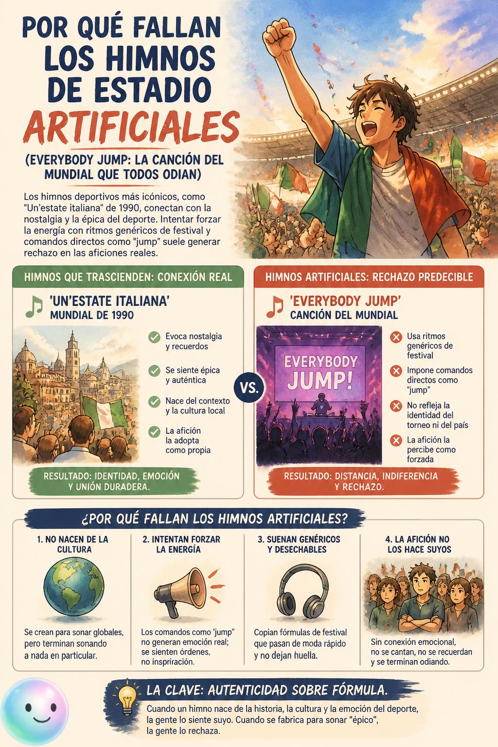 Por qué fallan los himnos de estadio artificiales