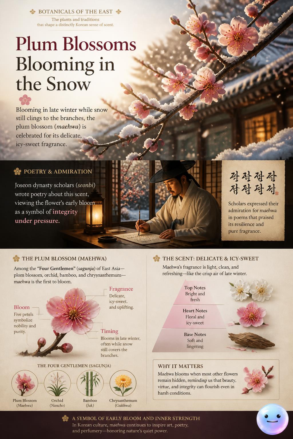 Plum blossoms blooming in the snow