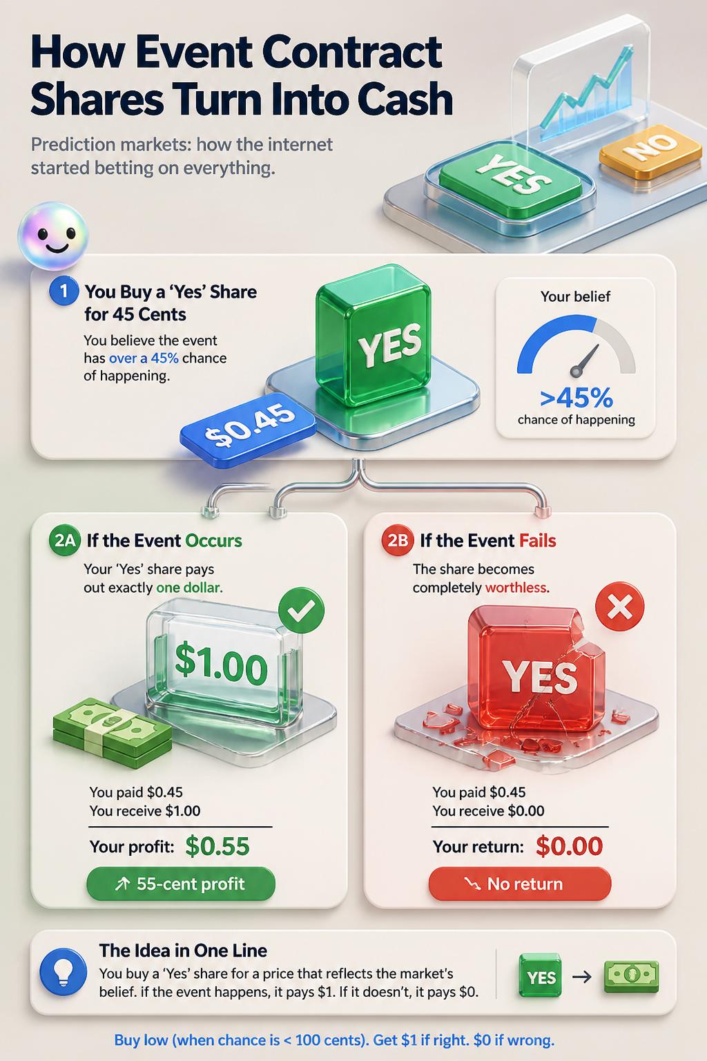 How event contract shares turn into cash