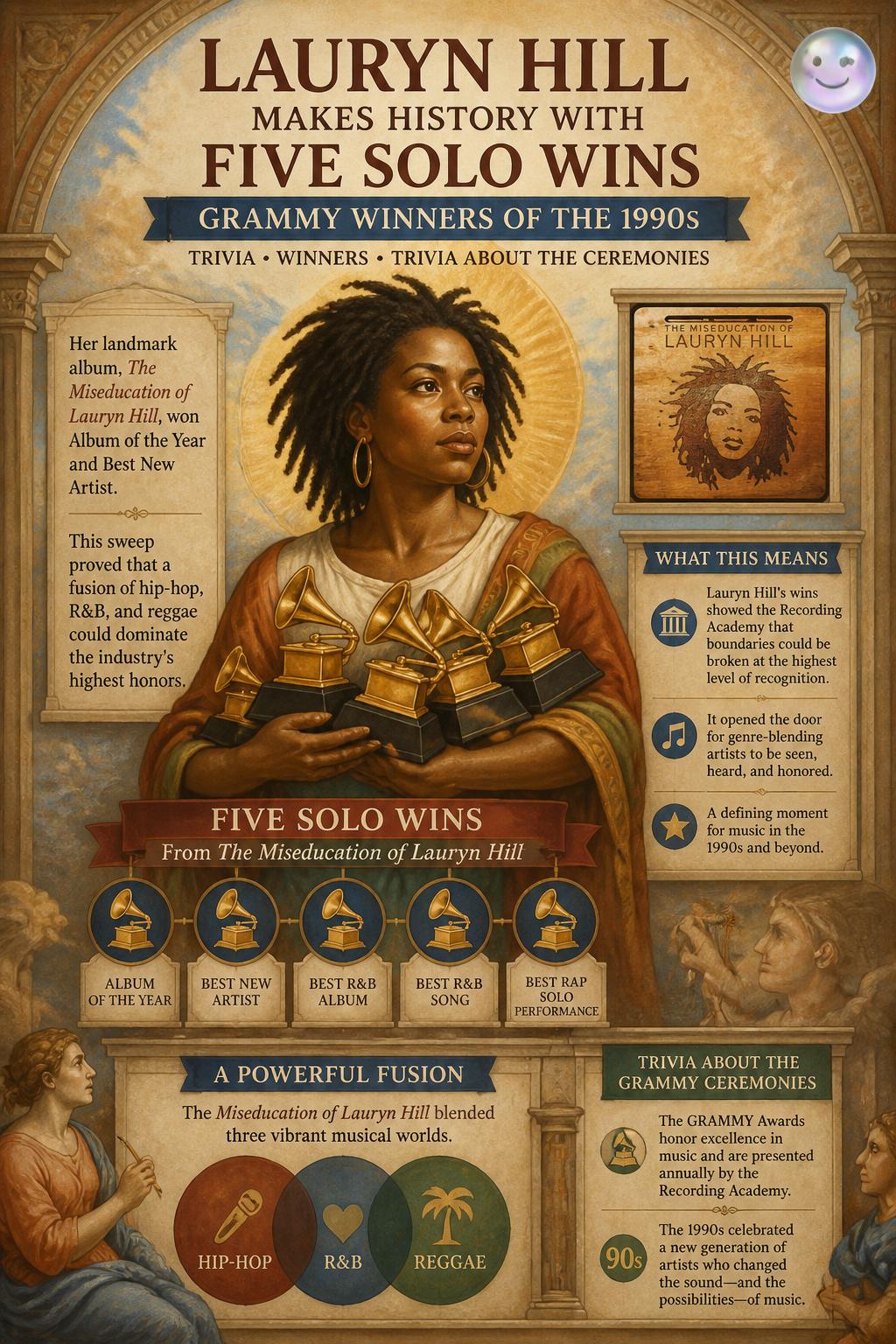 Lauryn Hill makes history with five solo wins