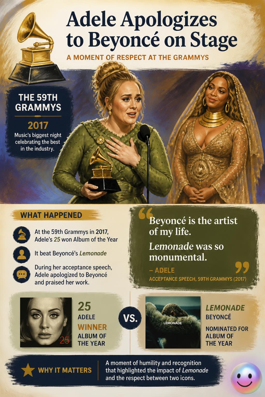Adele apologizes to Beyoncé on stage