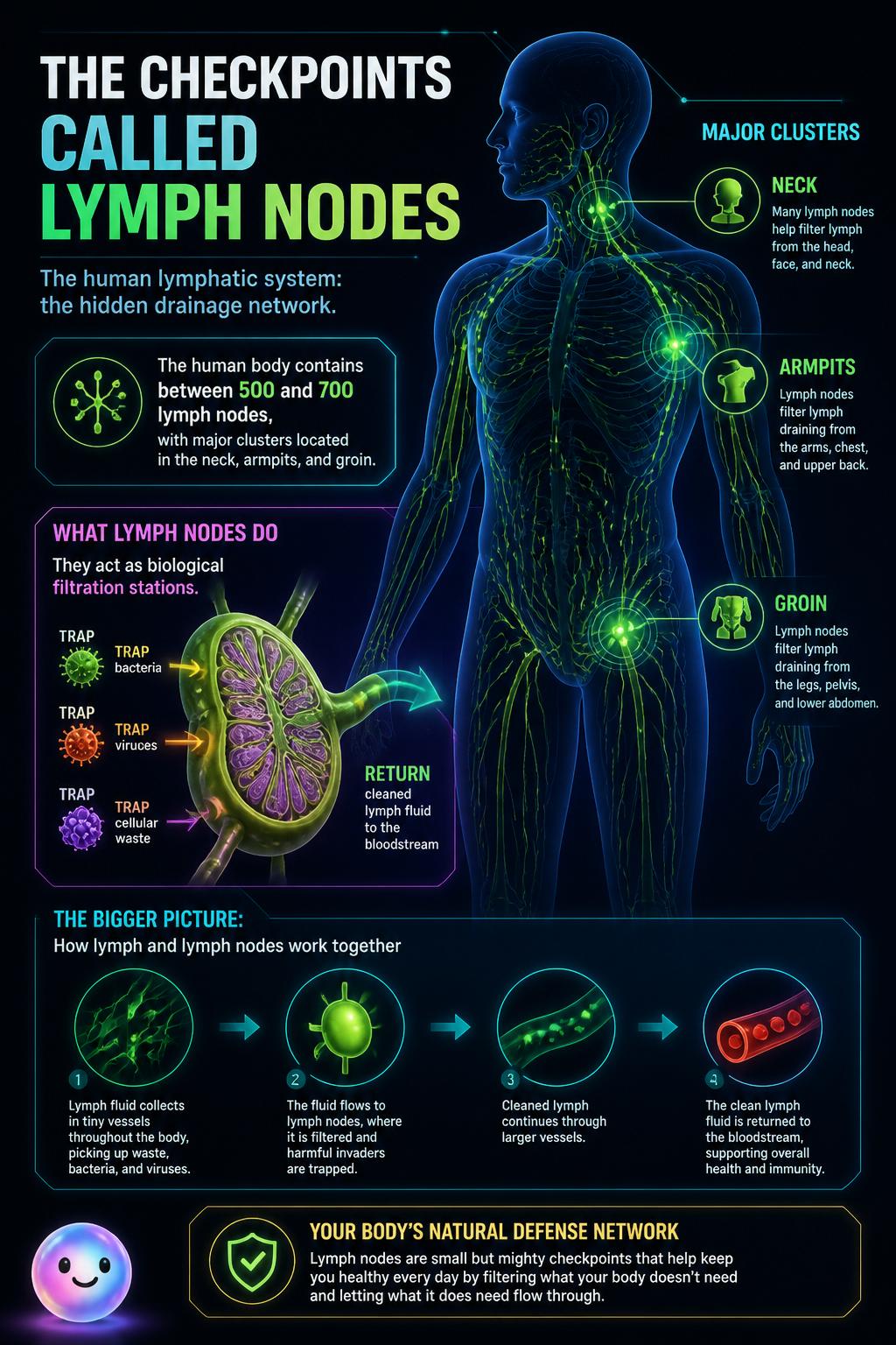 The checkpoints called lymph nodes
