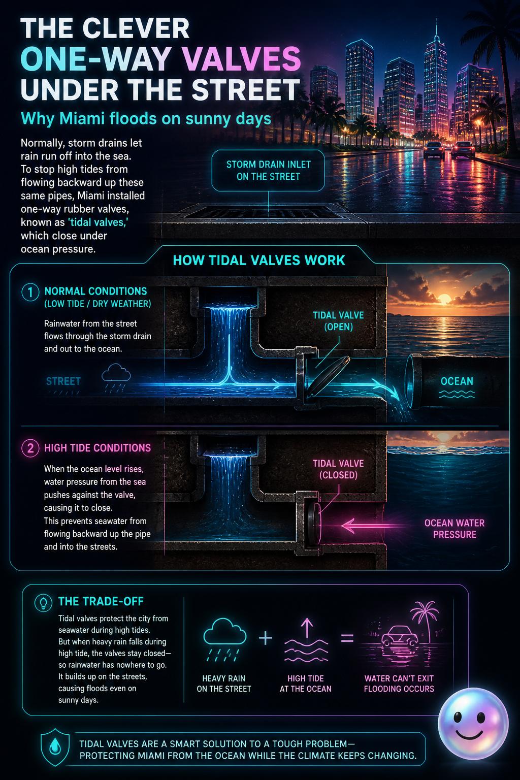 The clever one-way valves under the street