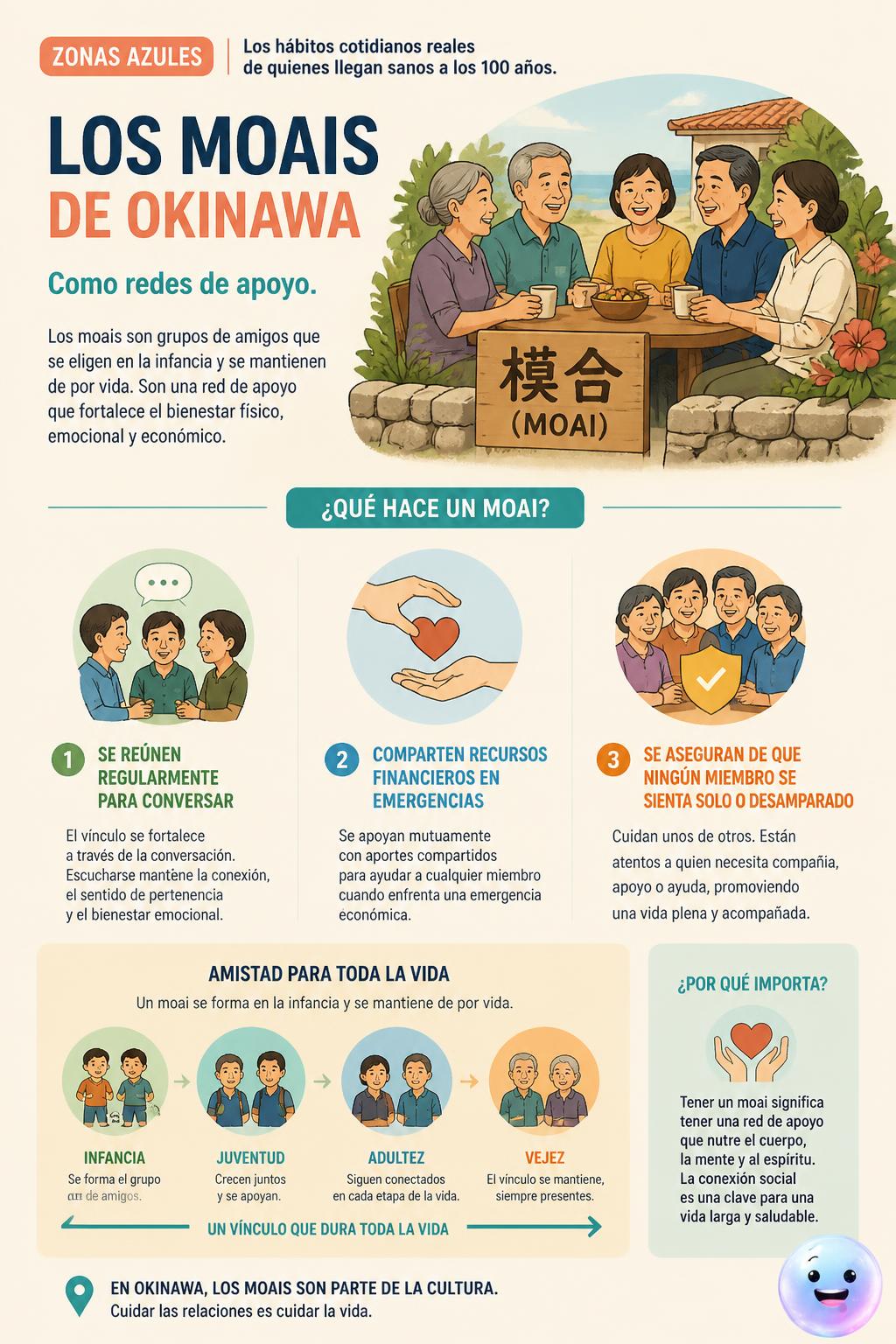 Los moais de Okinawa como redes de apoyo