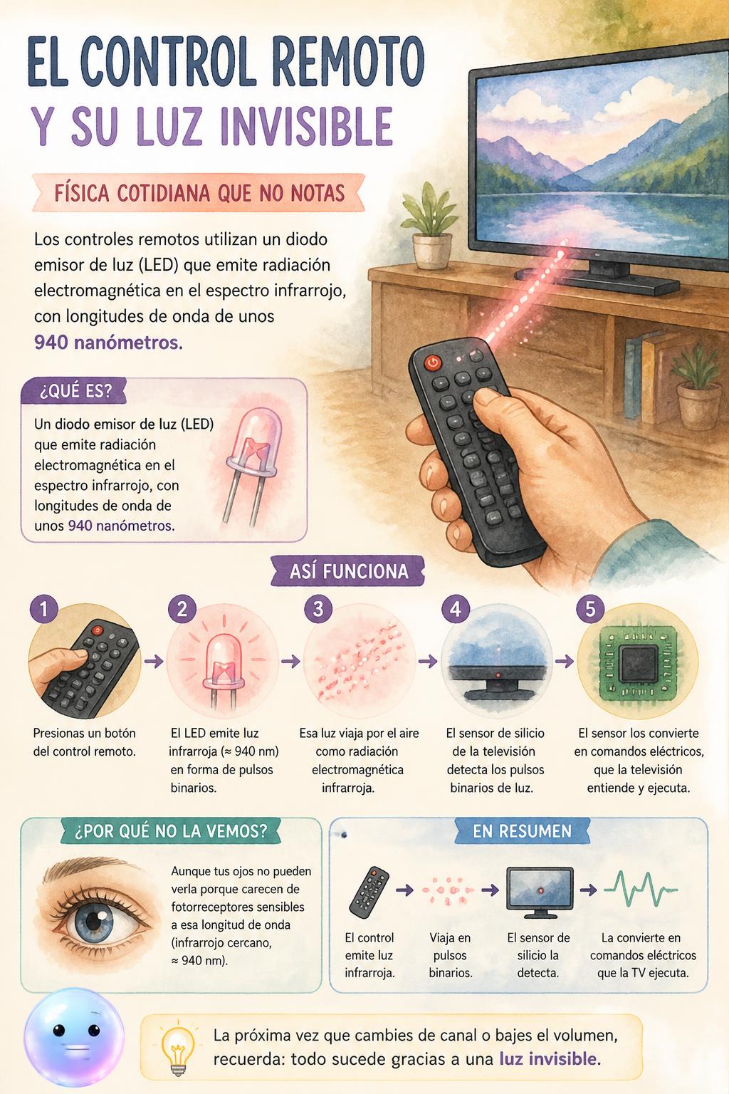 El control remoto y su luz invisible