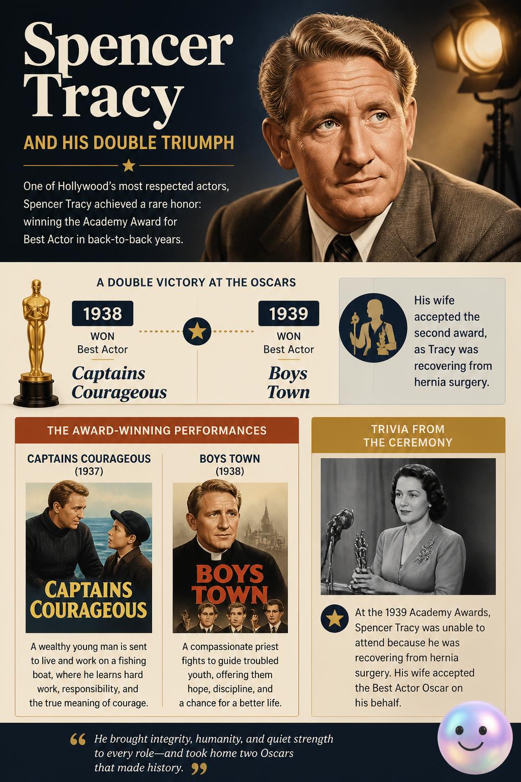 Spencer Tracy Double Oscar Triumph Infographic