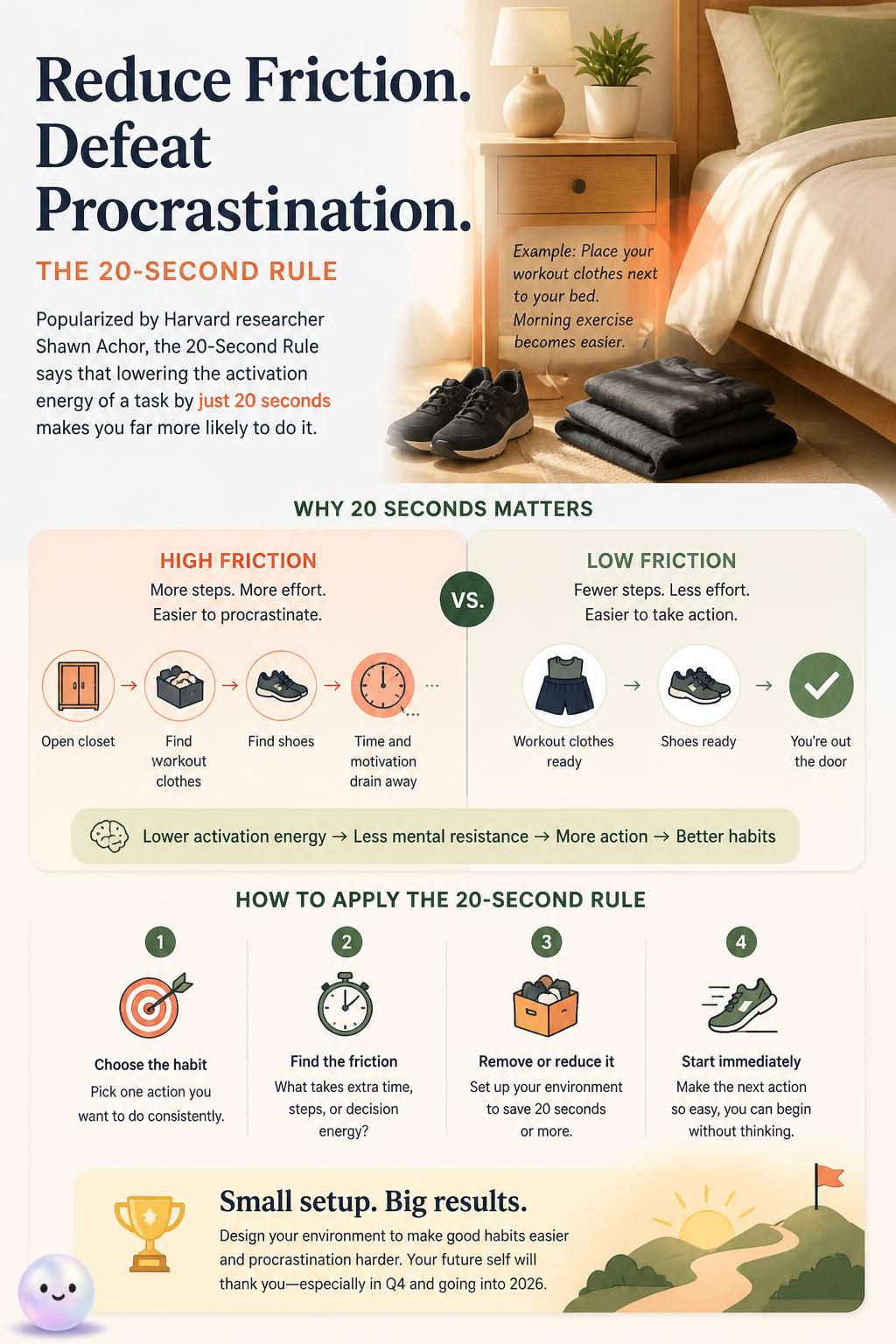 Reducing friction to defeat procrastination