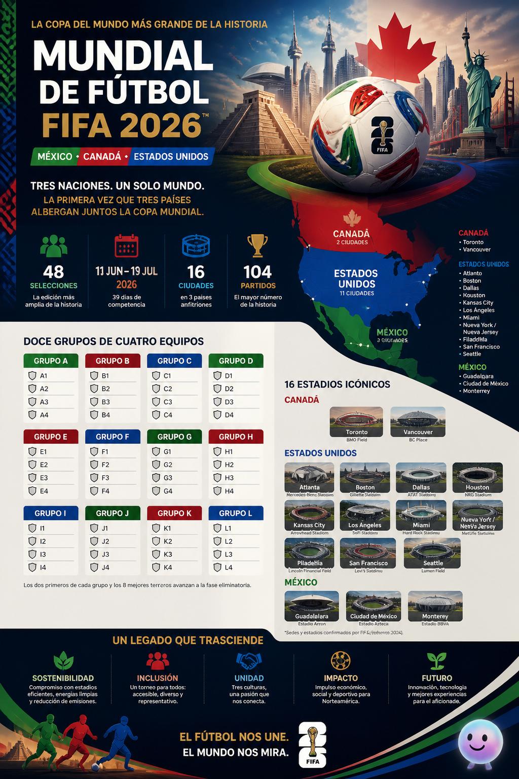 Doce grupos de cuatro equipos