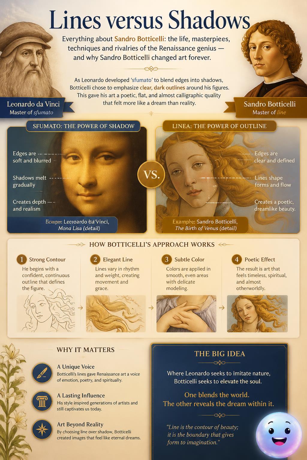 Botticelli's Lines vs Shadows Technique
