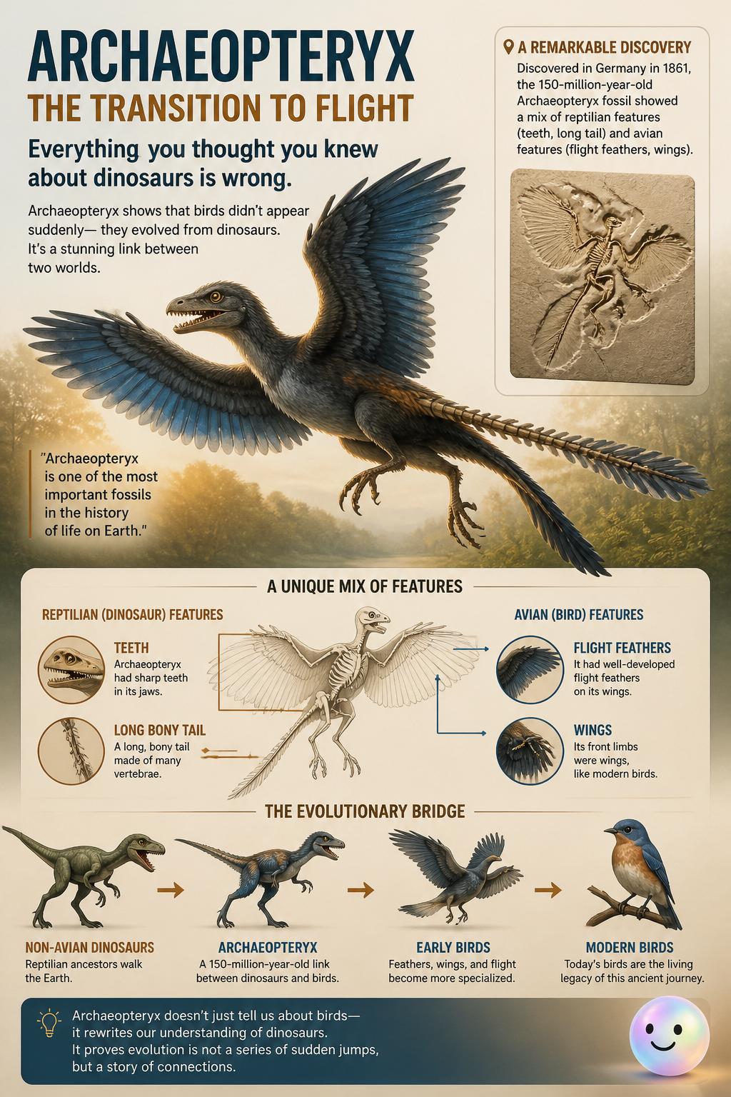 The famous Archaeopteryx and the transition to flight
