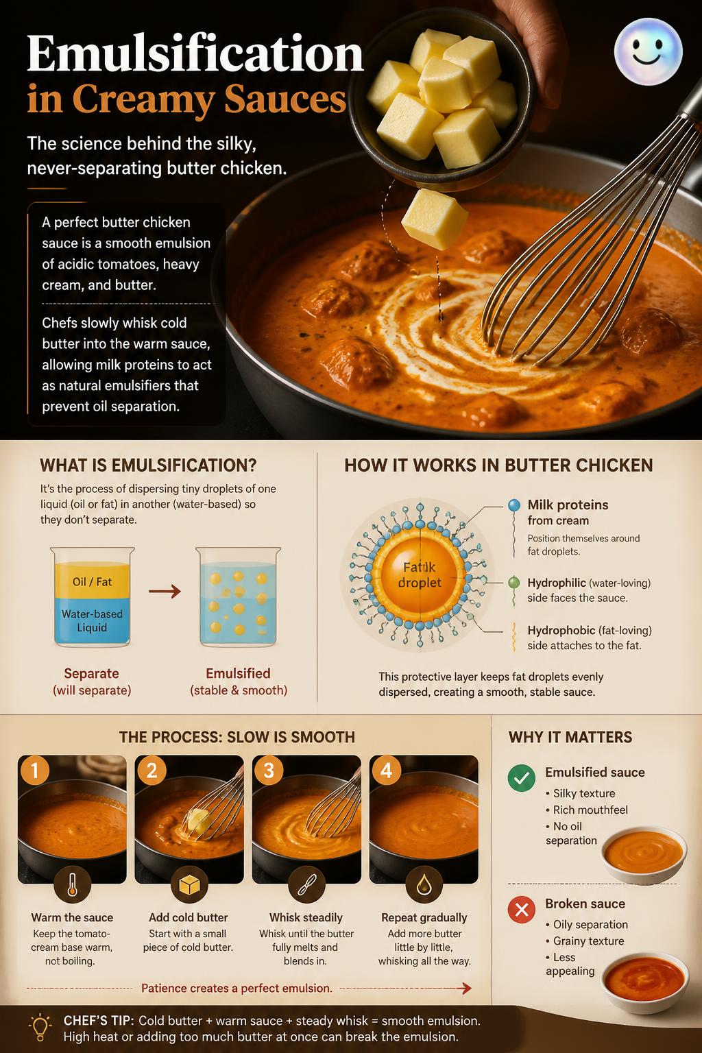 Emulsification in creamy sauces