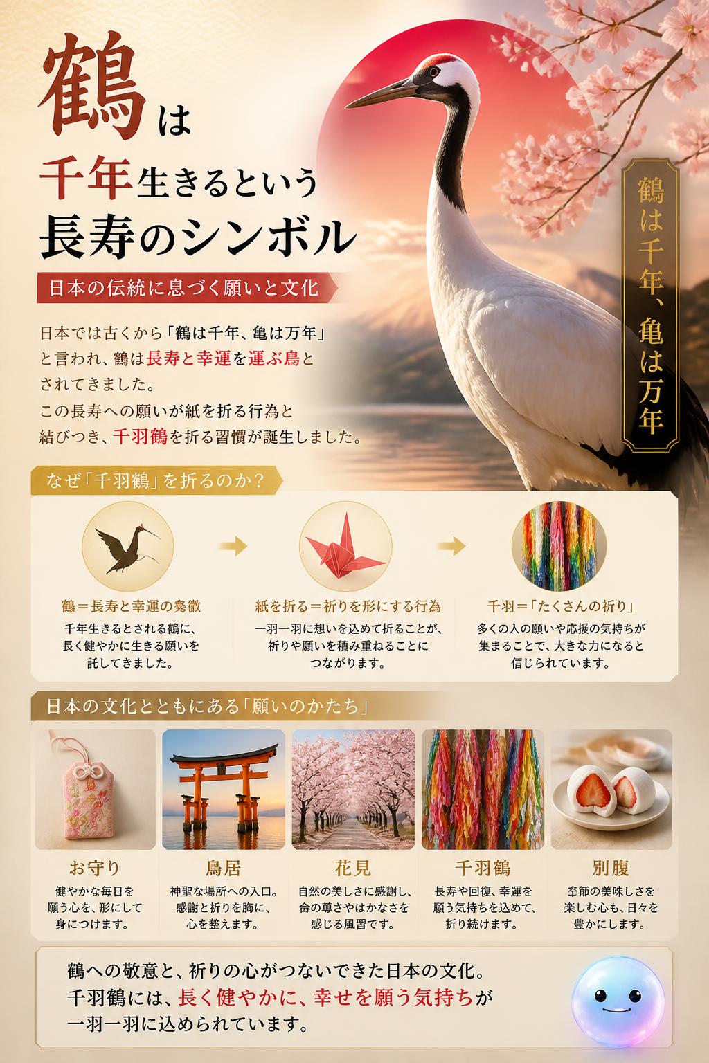 鶴は千年生きるという長寿のシンボル