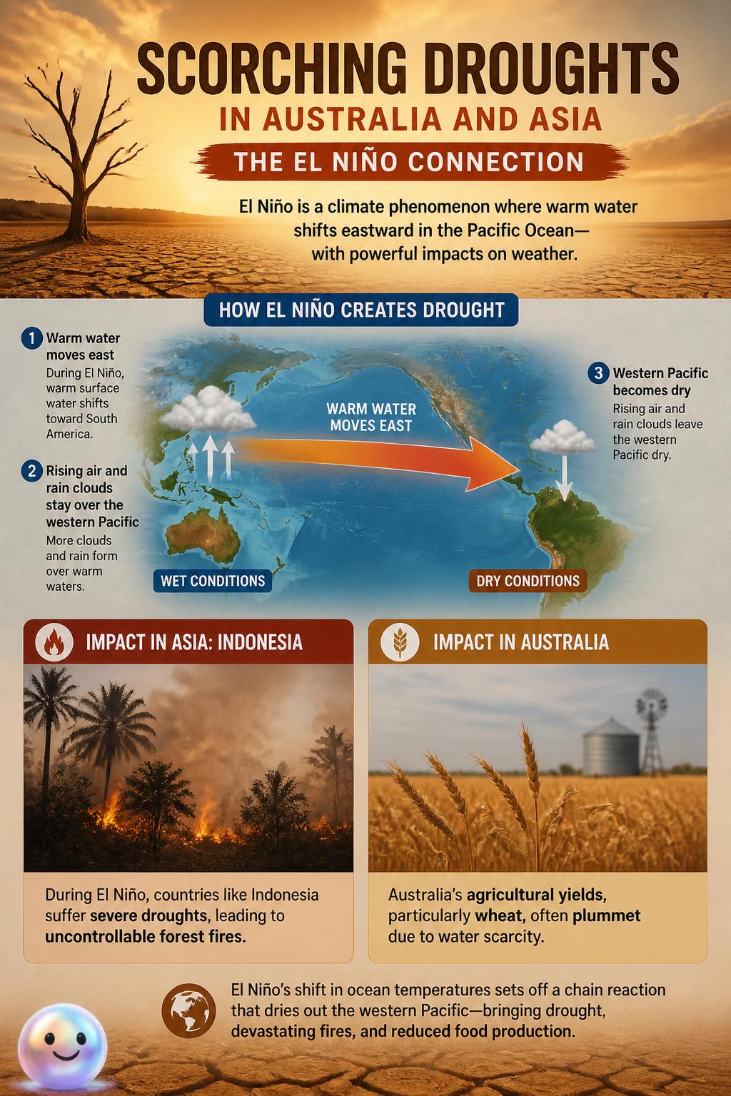 Scorching droughts in Australia and Asia