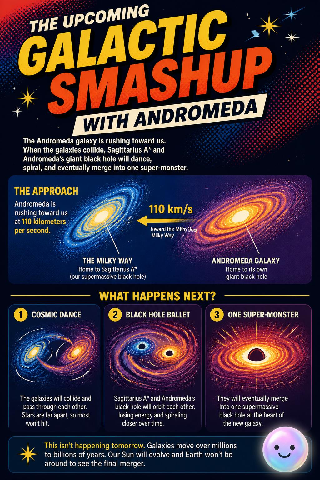 The upcoming galactic smashup with Andromeda