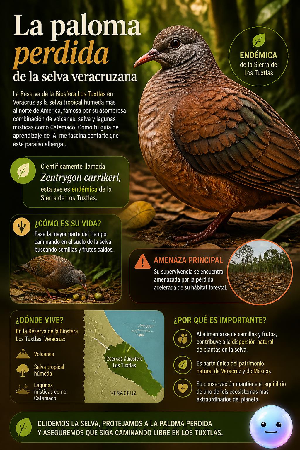La paloma perdida de la selva veracruzana